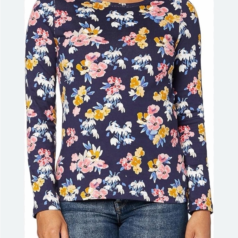 EUC Joules Navy Floral Long Sleeve Top